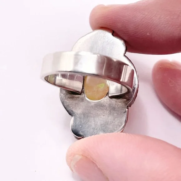Size 6 Ethiopian Opal 925 Sterling Silver Ring